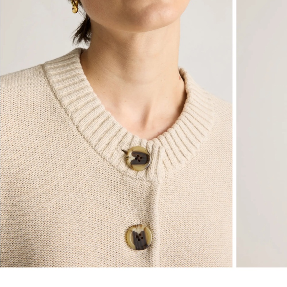 Quince Cream Button-Front Knit Cardigan - Picture 4 of 7